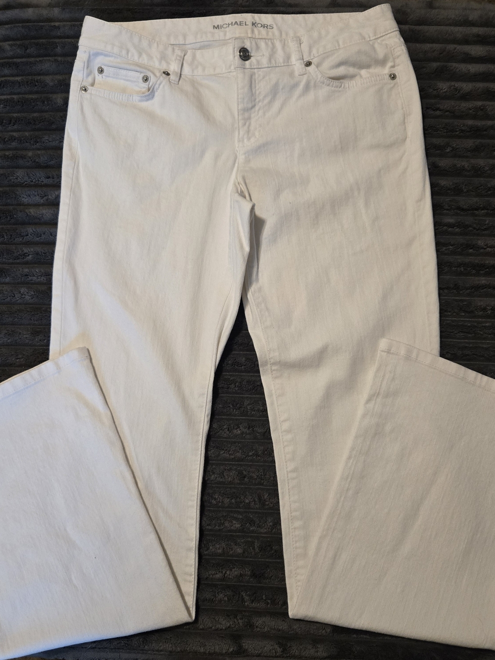 Michael Kors white denim jeans mid rise boot cut preppy Y2K aesthetic Sz 8